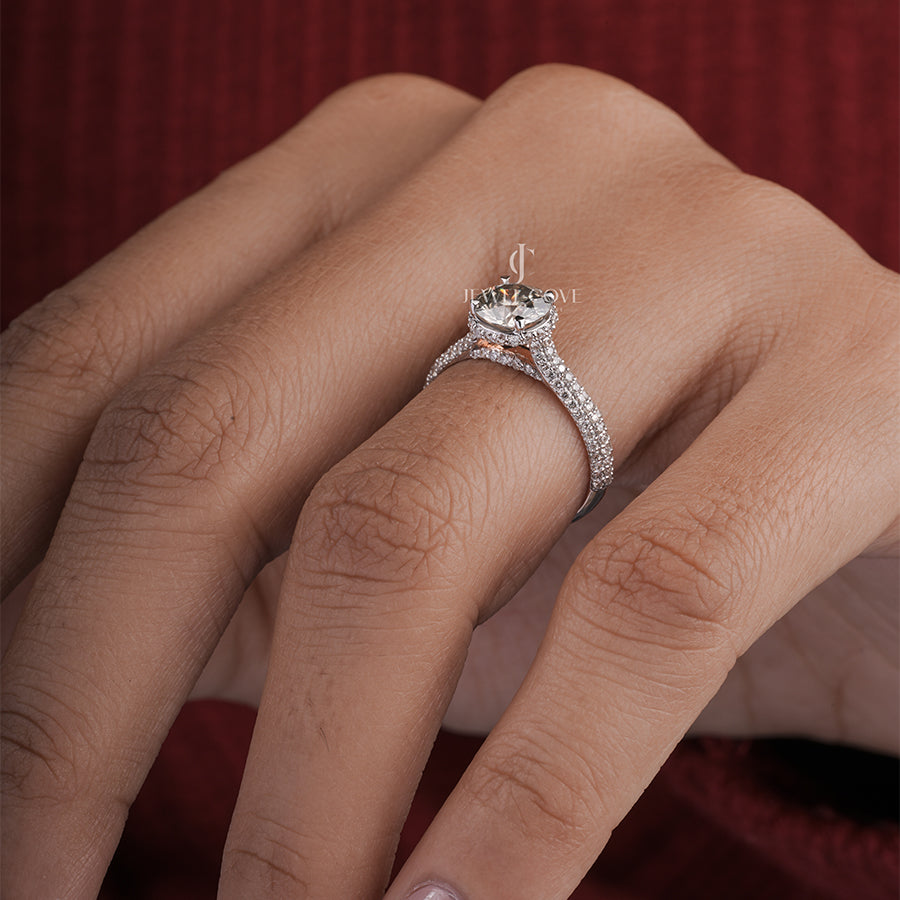 Round Moissanite Diamond Mellisa Hidden Halo Ring