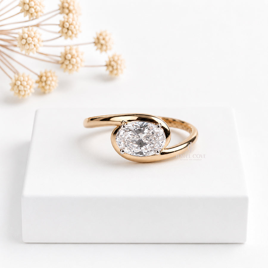 1 CT Oval IGI Certified Lab Grown Diamond Split Shank Ring | IGI Certified