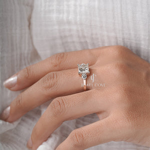 Princess and Round | Three Stone Moissanite Ring | IGI Certified | E-F Color | VVS- VS Clarity