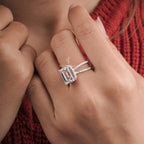 Emerald And Round Diamond Emerson Engagement Ring