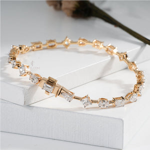 Multi Shape Lab Grown Diamond Solitaire Bracelet, EF Color, VVS-VS Clarity, IGI Certificate