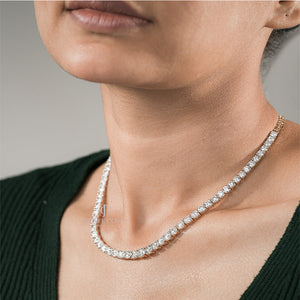 Round Lab Grown Tennis Necklace | IGI Certified | E-F Color | VVS- VS Clarity | White Gold 14K