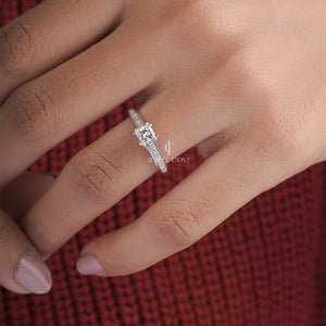 Princess Moissanite Diamond Cathedral Engagement Ring | EF Color | VVS–VS Clarity | IGI Certified