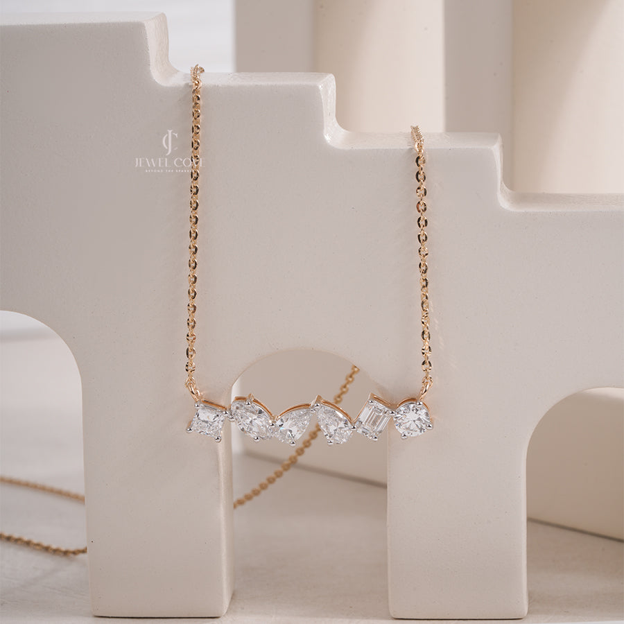 Mix Moissanite Diamond Bar Necklace for Women Luxury Jewelry Collection