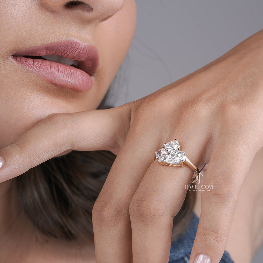 Modern Moissanite Diamond Cluster Engagement Ring in Yellow Gold with Brilliant Cut