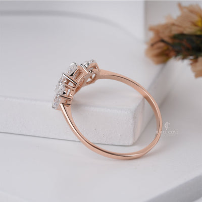 Three Stone Oval Diamond Ring for Women in Rose Gold | IGI Certified | E-F Color | VVS- VS Clarity