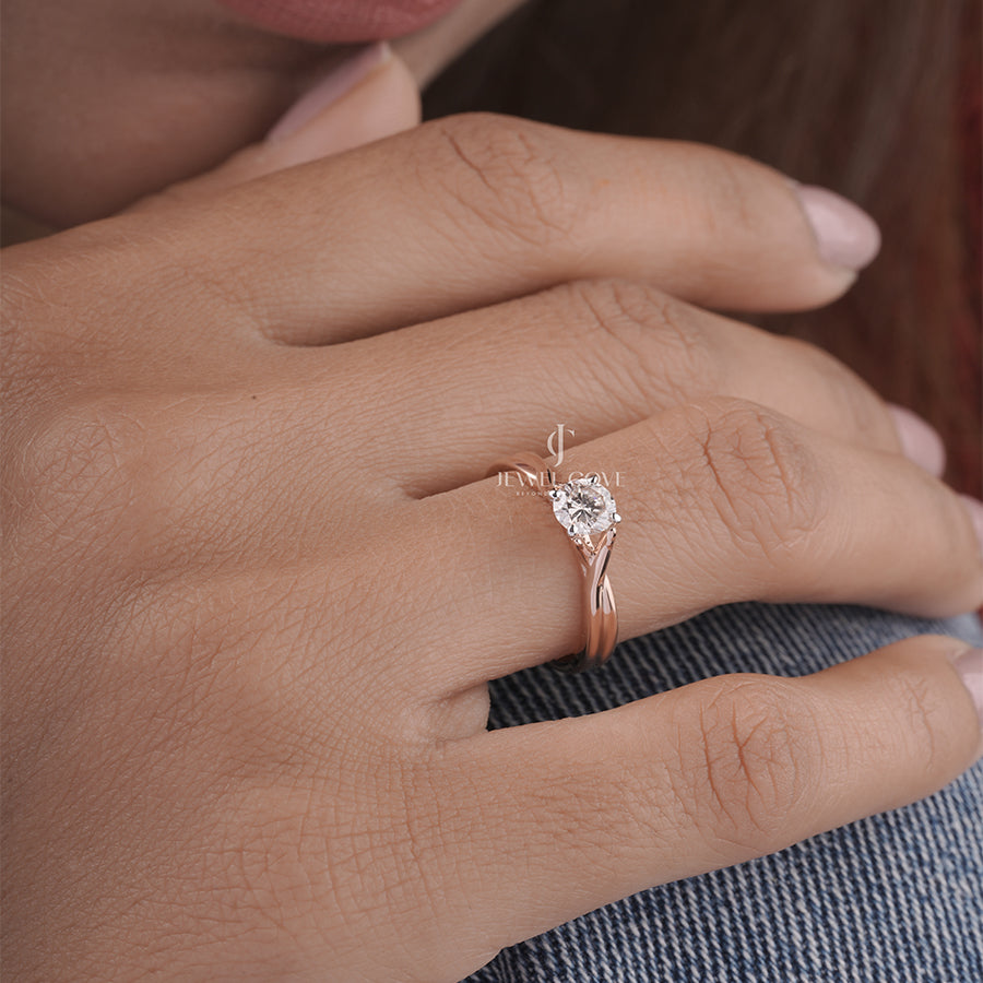 Round Diamond Infinity Twist Engagement Ring