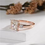 Three-Stone Princess-Cut Diamond with Round Side Diamond Ring