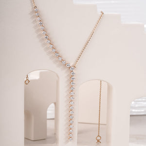 Y Necklace Moissanite Graduated Round Diamonds Drop Necklace | IGI Certified