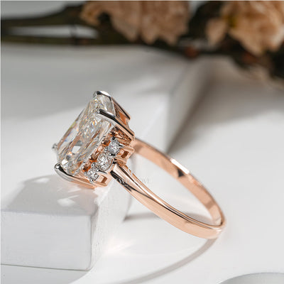 Radiant-Cut Engagement Ring with Round Brilliant Side Accents