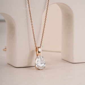 1.5ct Pear Solitaire Moissanite Diamond Pendant in Yellow Gold | IGI Certified