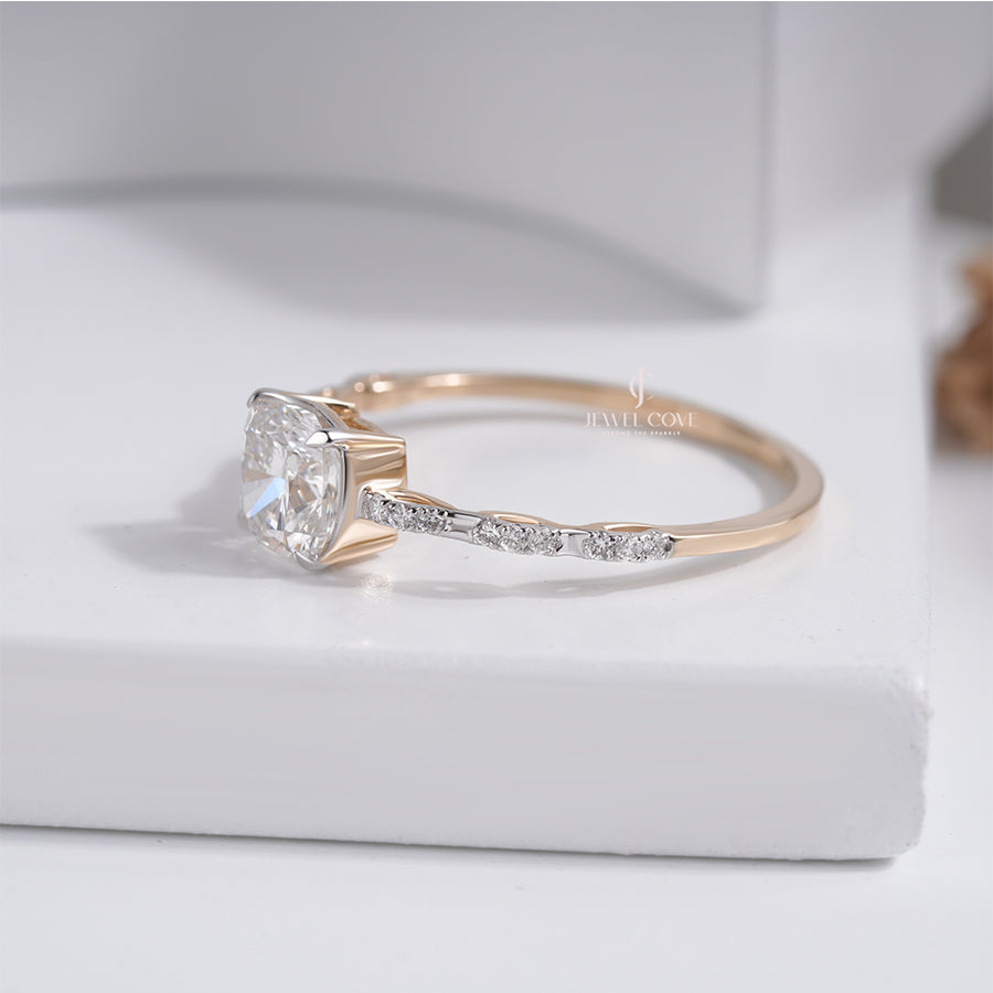 1.07tcw Cushion Solitaire Lab Grown Wedding Ring | IGI Certified | E-F Color | VVS- VS Clarity