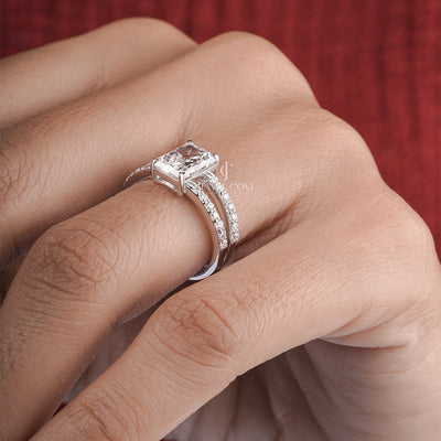 Radiant And Round Diamond Tinsel Engagement Ring