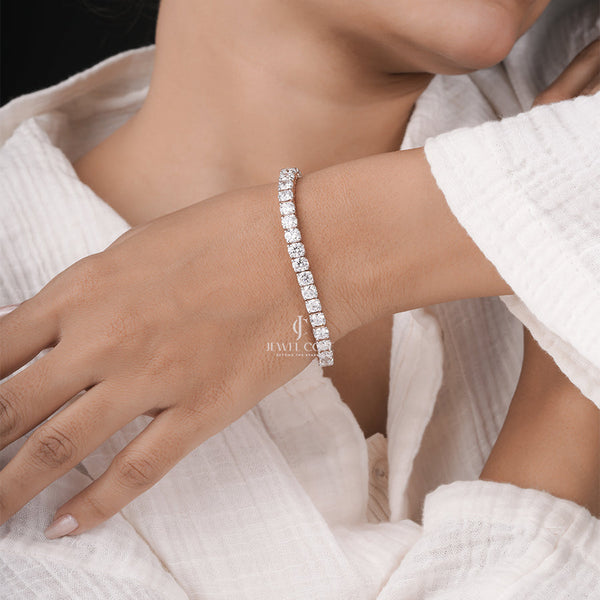 10K Rose Gold Round Tennis Bracelet | Lab Grown Diamond Jewellery | EF Color | VVS-VS Clarity | IGI Certificate