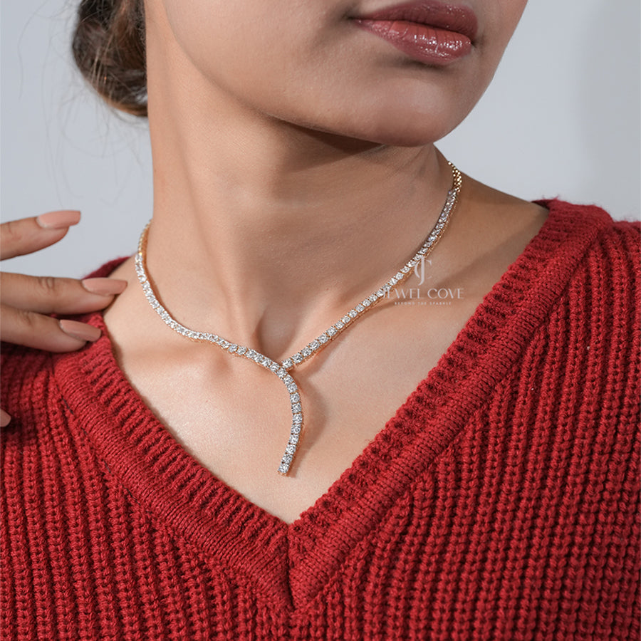 Modern V-Curve 5.00 Ct Diamond Y-Design Tennis Necklace