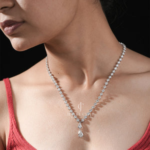 10K White Gold Round Lab Grown Necklace | White Gold 14K | IGI Certified | E-F Color | VVS- VS Clarity