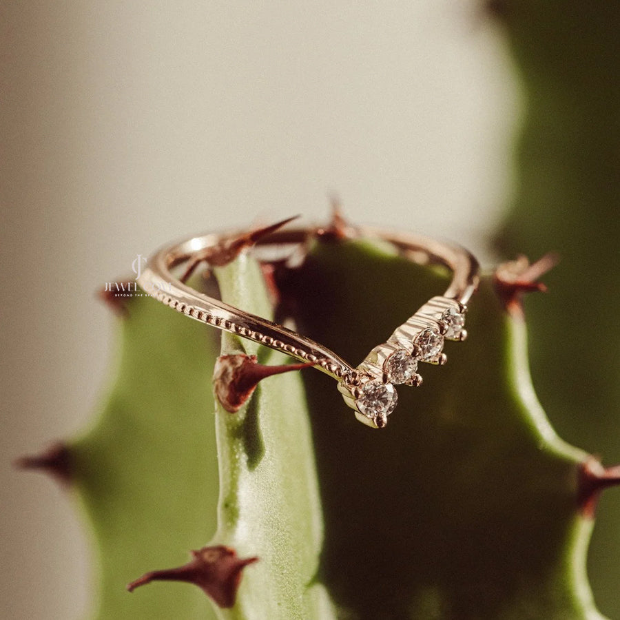 V Band Round vintage Bridal Ring Set Band | IGI Certified | Lab Grown Diamond Band