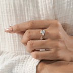 Luxury Triple Diamond Gold Ring – Unique Pear Cut Design