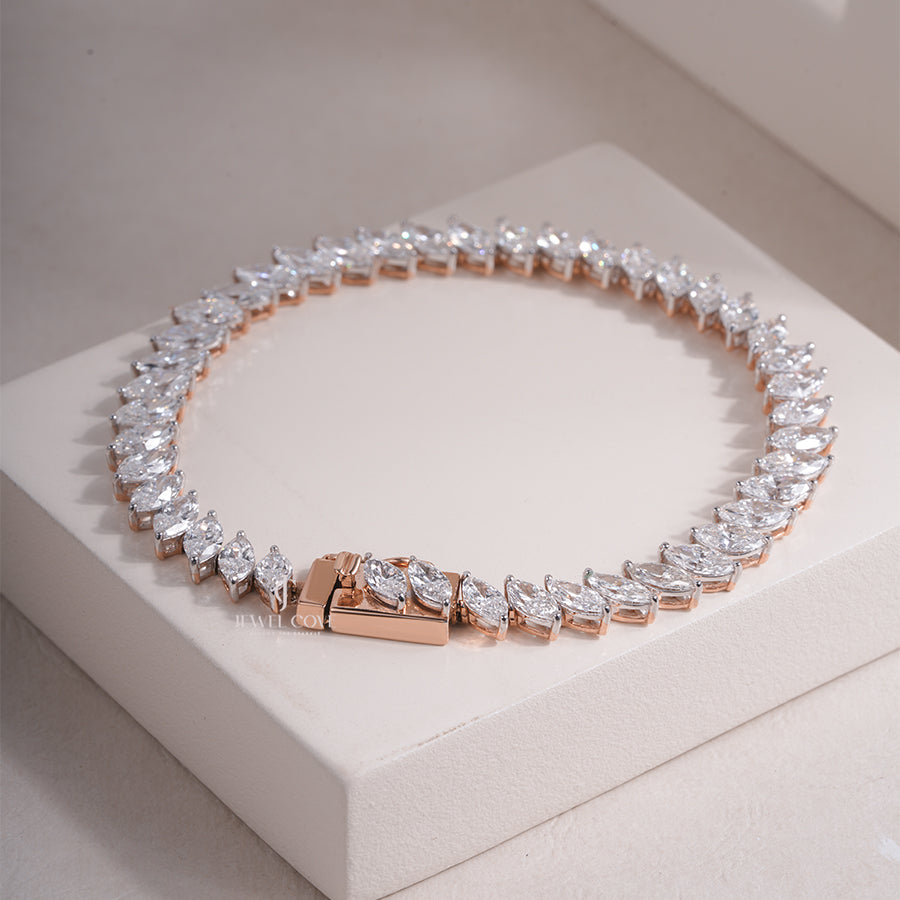 Exquisite Marquise Cut Lab Grown Diamond Bracelet Wedding Jewelry Collection, Engagement Bracelet