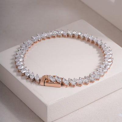 Exquisite Marquise Cut Lab Grown Diamond Bracelet Wedding Jewelry Collection, Engagement Bracelet
