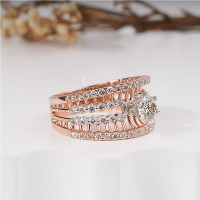 Sparkle Round Solitaire Four Band Engagement Ring