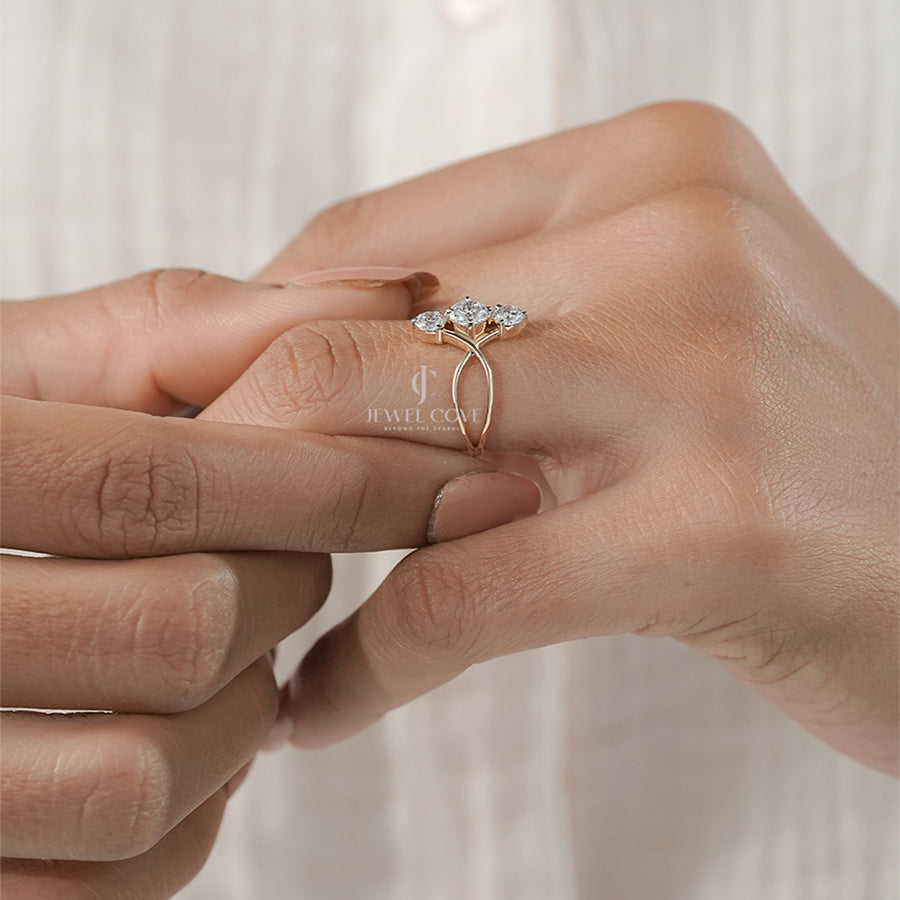 Three Stone 0.70ctw Round Lab Grown Diamond Band | IGI Certified | E-F Color | VVS- VS