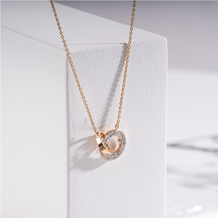 Open Circle Necklace With Chain Necklace | IGI Certified | E-F Color | VVS- VS Clarity