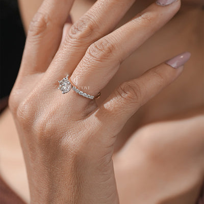 1.50 Carat Round Diamond Six Prong Solitaire With Side Stone Ring