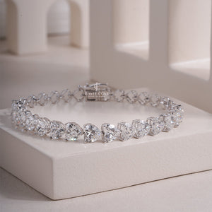 18k Gold Heart Lab Grown Diamond Tennis Bracelet | IGI Certified Bracelet