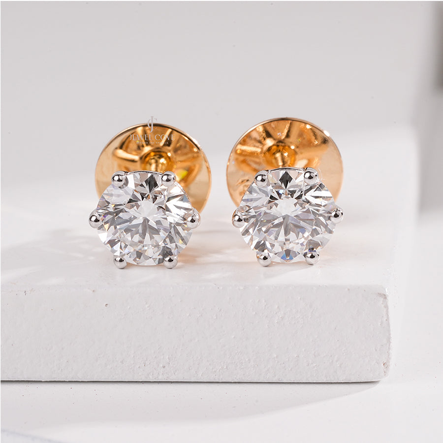 Elegant 2.00 Ct Round Diamond Stud Earrings – 6-Prong Setting