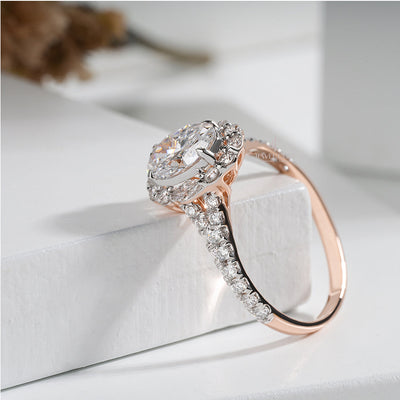 Elegant Oval Cut Diamond Ring with Halo Setting