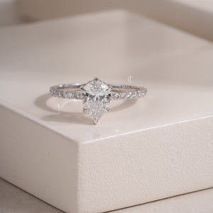 Pear Moissanite Pave Eternity Band Ring | IGI Certified Diamond Ring For Her
