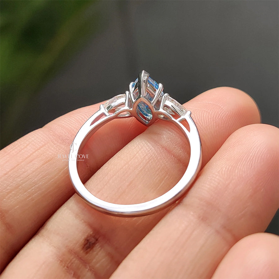 3 Stone Marquise Cut Diamond Engagement Ring | Lab Grown Diamonds | IGI Certified