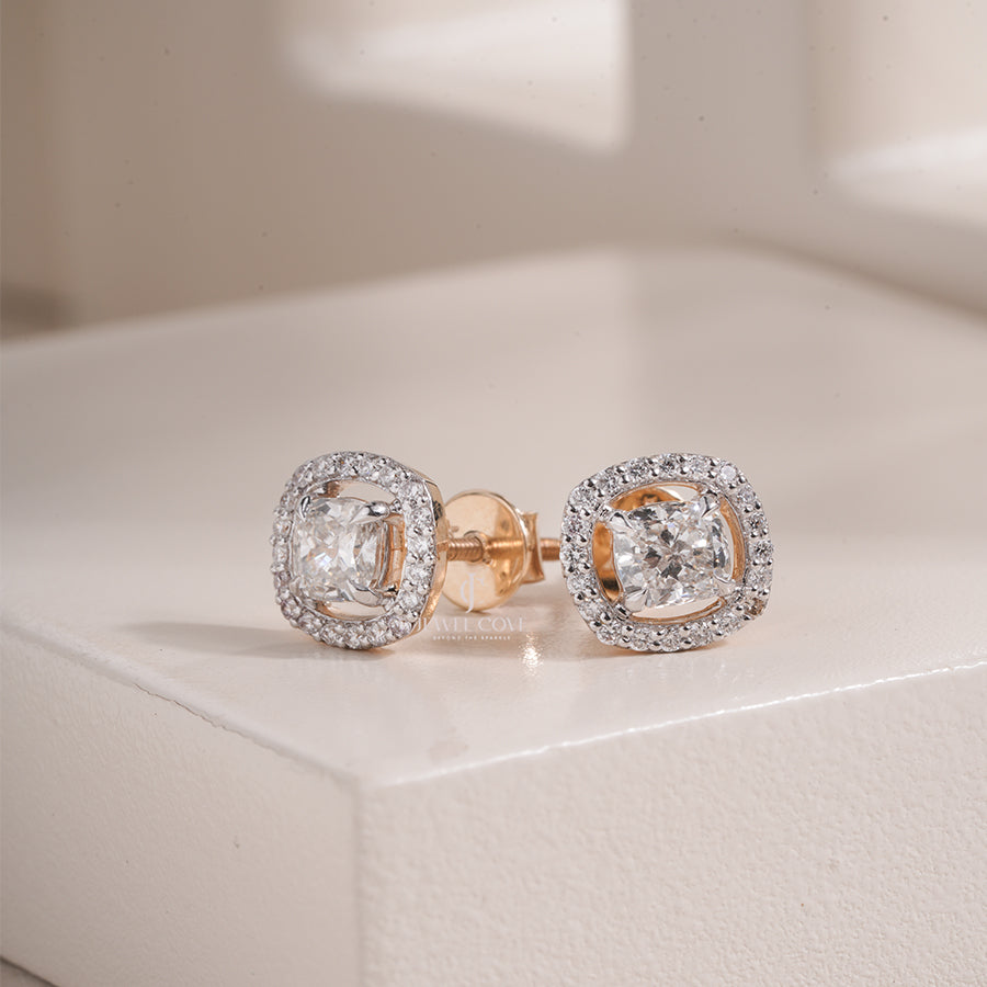 Cushion Lab Grown Diamond Halo Stud Earrings for Any Occasion Stud For Wedding Stud