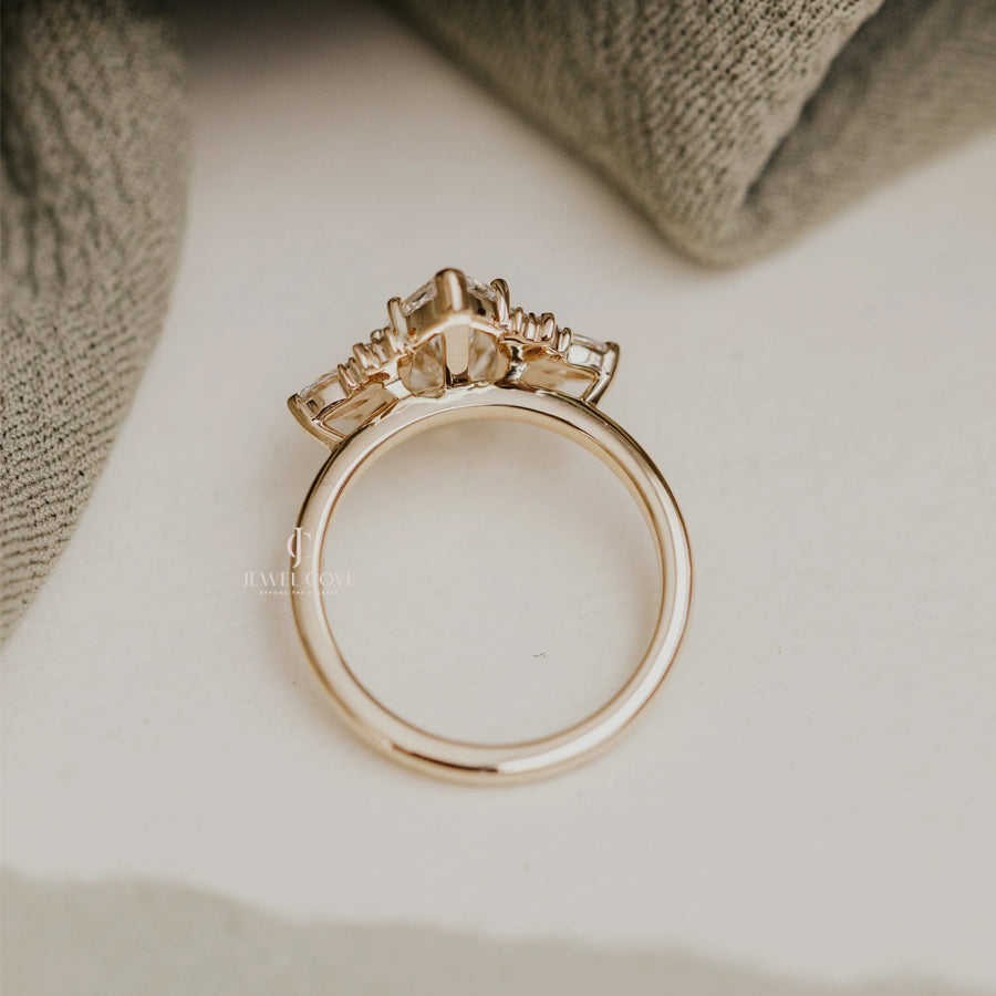 3CT Marquise vintage Engagement Ring | IGI Certified | Lab Grown Diamond Cluster Ring