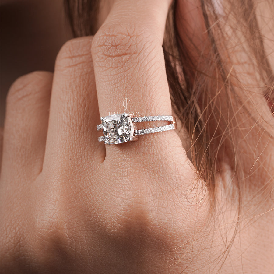 2 Carat Cushion Diamond Crystalline Engagement Ring