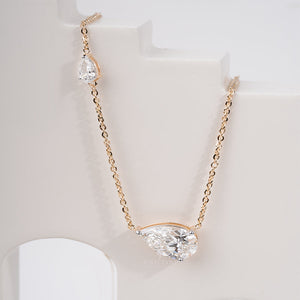 10K Solitaire Pear Moissanite Diamond Pendent  | IGI Certified | E-F Color | VVS- VS Clarity | Rose Gold 10K
