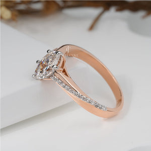 1.30ctw Oval Moissanite Diamond Engagement Ring | 1.25ct Center + Side Stones | IGI Certified