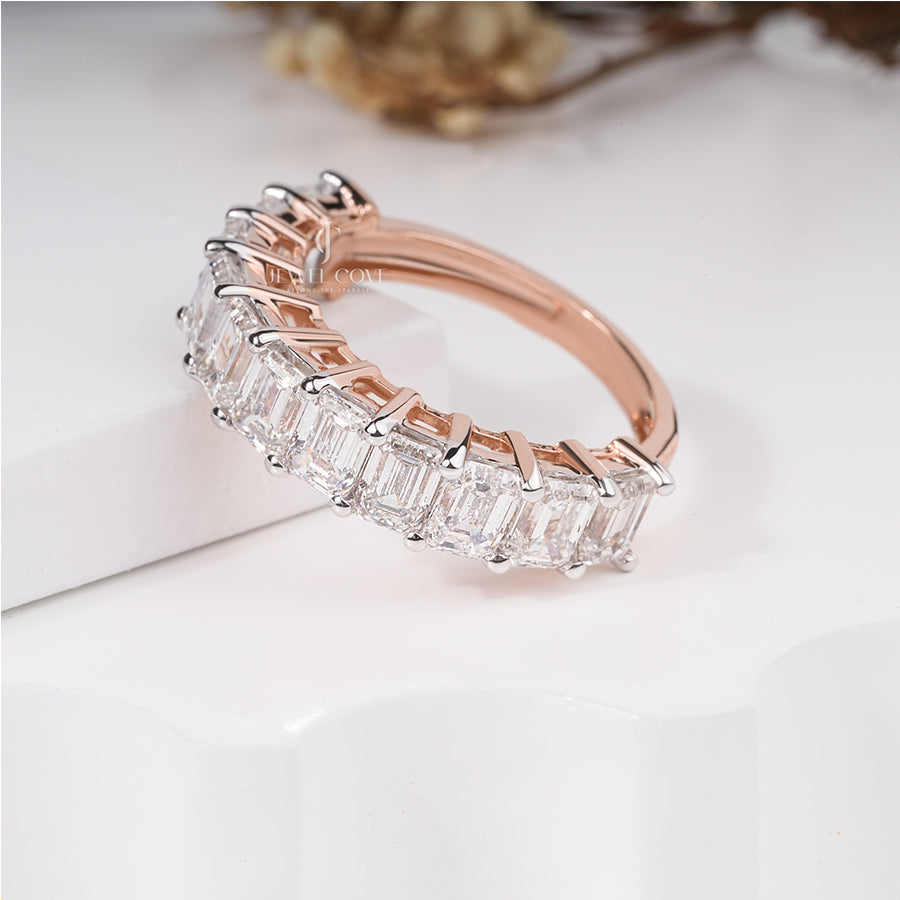 Glistening Beauty Emerald Eternity Half Band