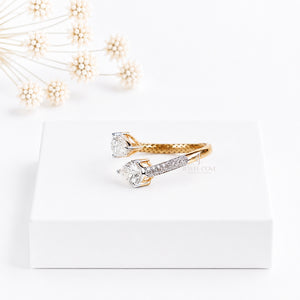 Open Cuff Pear Lab Diamond Ring | 14K Rose Gold | Lab Grown Diamonds | IGI Certified