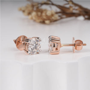 3CTW Round Cut Moissanite Diamond Stud Earrings, EF Color, VVS-VS Clarity, IGI Certified