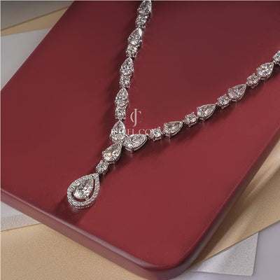 Pear And Round Diamond Mesmerising Floral Fashion Necklace