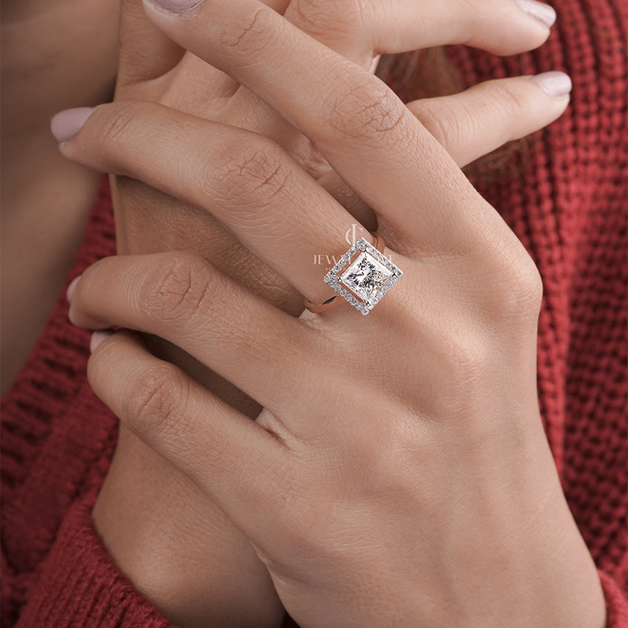 2 Carat Princess Diamond Charlotte Halo Ring