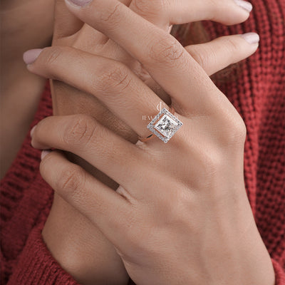 2 Carat Princess Diamond Charlotte Halo Ring