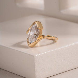 Marquise Moissanite Solitaire V-Shaped Setting Ring | Solitaire Ring | IGI Certified