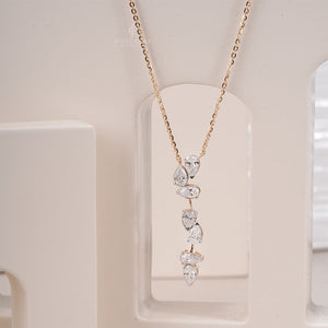Pear Moissanite Diamond Drop Solitaire Pendant With Chain | IGI Certified | Solitaire Pendent