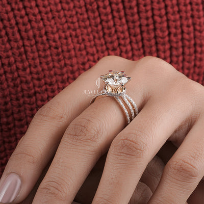 Serene Streaks Solitaire Ring Moissanite Diamond Engagement Ring