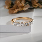 Vintage-Inspired Diamond Band in Gold – Marquise Bezel Set Wedding Ring