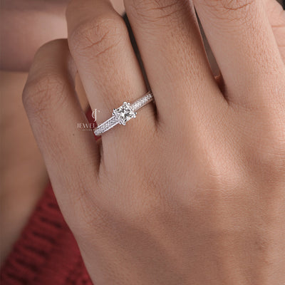 Princess Cut Diamond Pave Set Nayra Engagement Ring