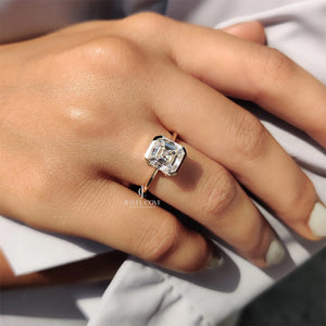 3CT Asscher Cut Solitaire Half Bezel Set Ring | Lab Grown Diamonds | IGI Certified